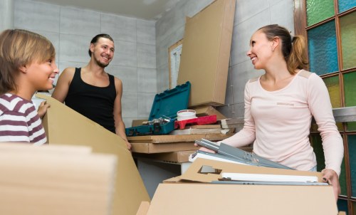 Storage unit with organized boxes and household items in Kingston upon Thames